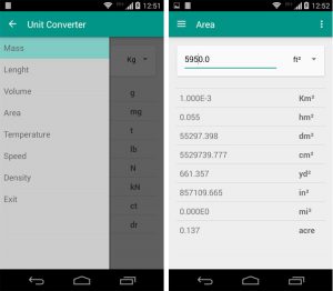 تبدیل واحدها در اندروید با Unit Converter1